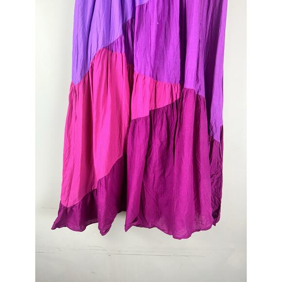 Indikka XL Pink Purple Colorblock Maxi Skirt Tiered Boho Maxi Colorful Prairie - Picture 13 of 14